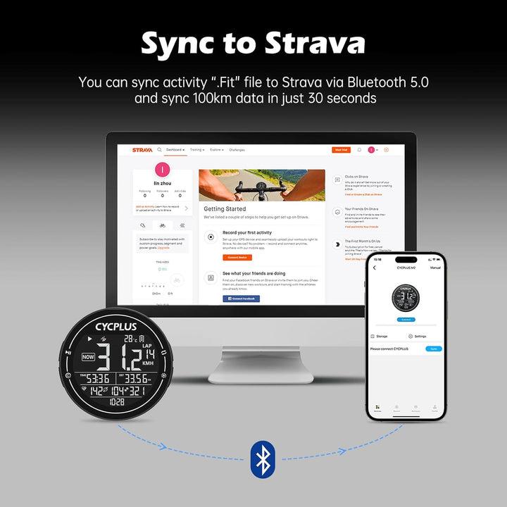 CYCPLUS Fahrradcomputer GPS Fahrradtacho Kabellos, Wasserdicht IPX6 Fahrrad Computer ANT+ Drahtloser