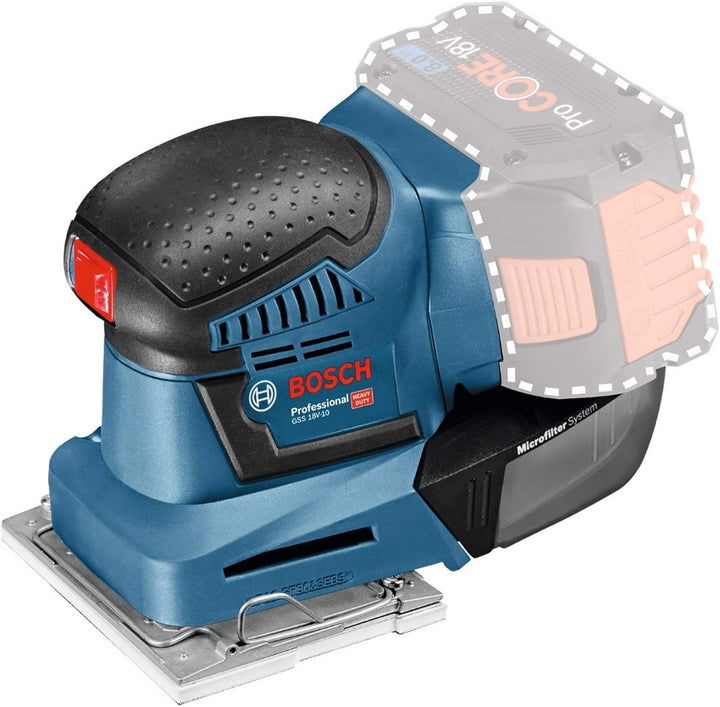 Bosch Professional 06019D0200 18V System Akku Schwingschleifer GSS 18V-10 (Schwingkreis-Ø: 1,6 mm, o