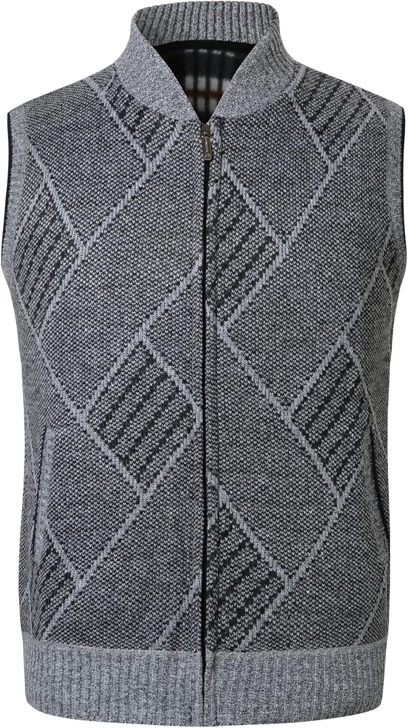 Btmpmcs Herren Pullunder Strickweste Fleece-Fütterung Ärmellose Dicke Cardigan Gestrickt Strickjacke