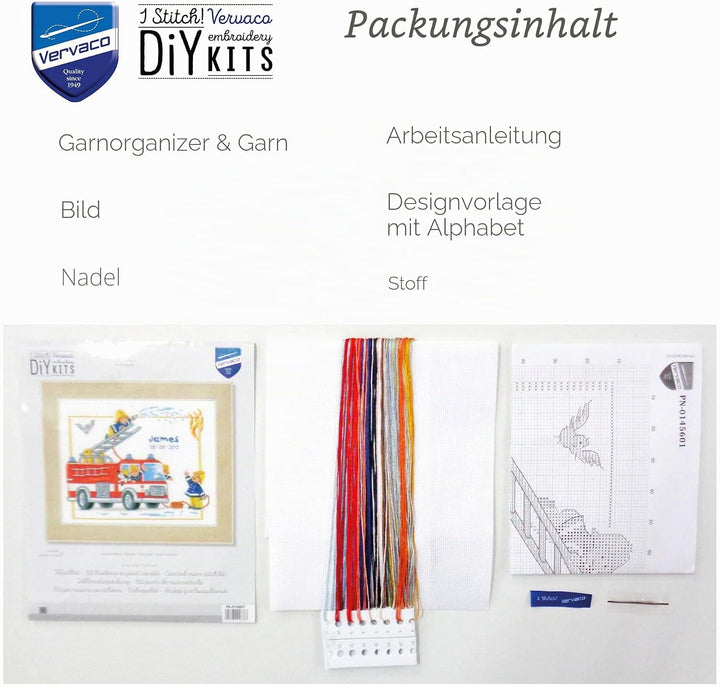 Vervaco Zählmuster Bei der Feuerwehr Zählmusterpackung-Stickpackung im gezählten Kreuzstich, Baumwol