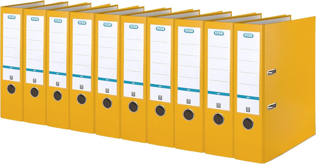 Elba Ordner A4, smart Pro, 8 cm breit, Kunststoff aussen, gelb, 10 Stück gelb A4, breit, gelb A4, br