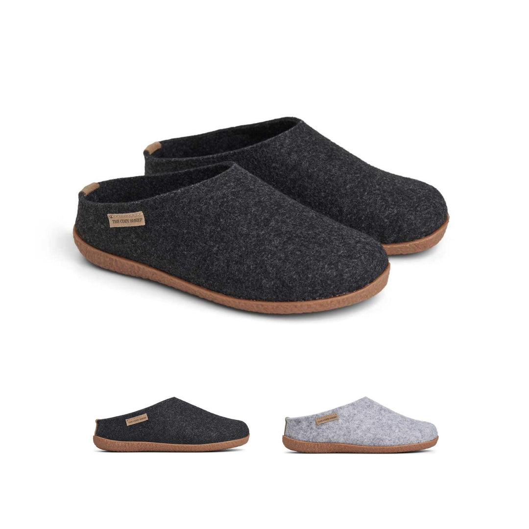 THE COZY SHEEP Filzpantoffeln mit Gummisohle | Praktische Herren &amp; Damen Hausschuhe Sommer und Winte