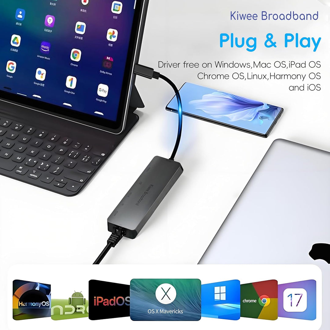 7-in-1 USB-C Hub mit 5G Ethernet, 100W PD-Ladefunktion, 4K HDMI, 2× USB-A 3.2, SD/MicroSD-Kartenlese