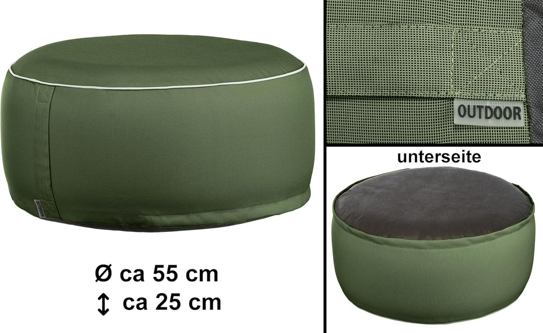 Brandsseller Outdoor Sitzhocker aufblasbar – Pouf Ø 55 x 25 cm – wasserabweisender Sitzsack für Gart