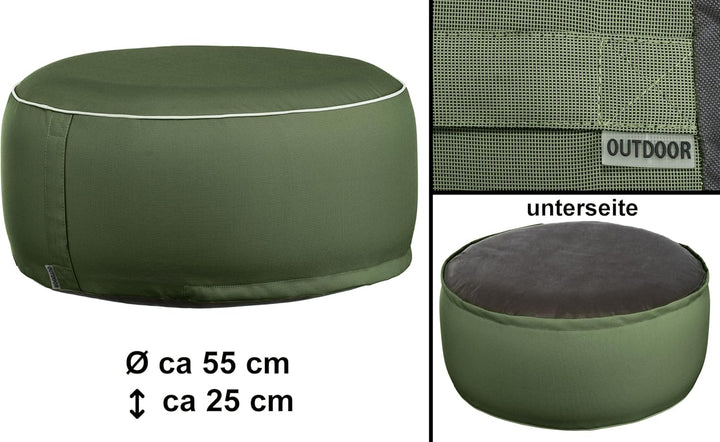 Brandsseller Outdoor Sitzhocker aufblasbar – Pouf Ø 55 x 25 cm – wasserabweisender Sitzsack für Gart