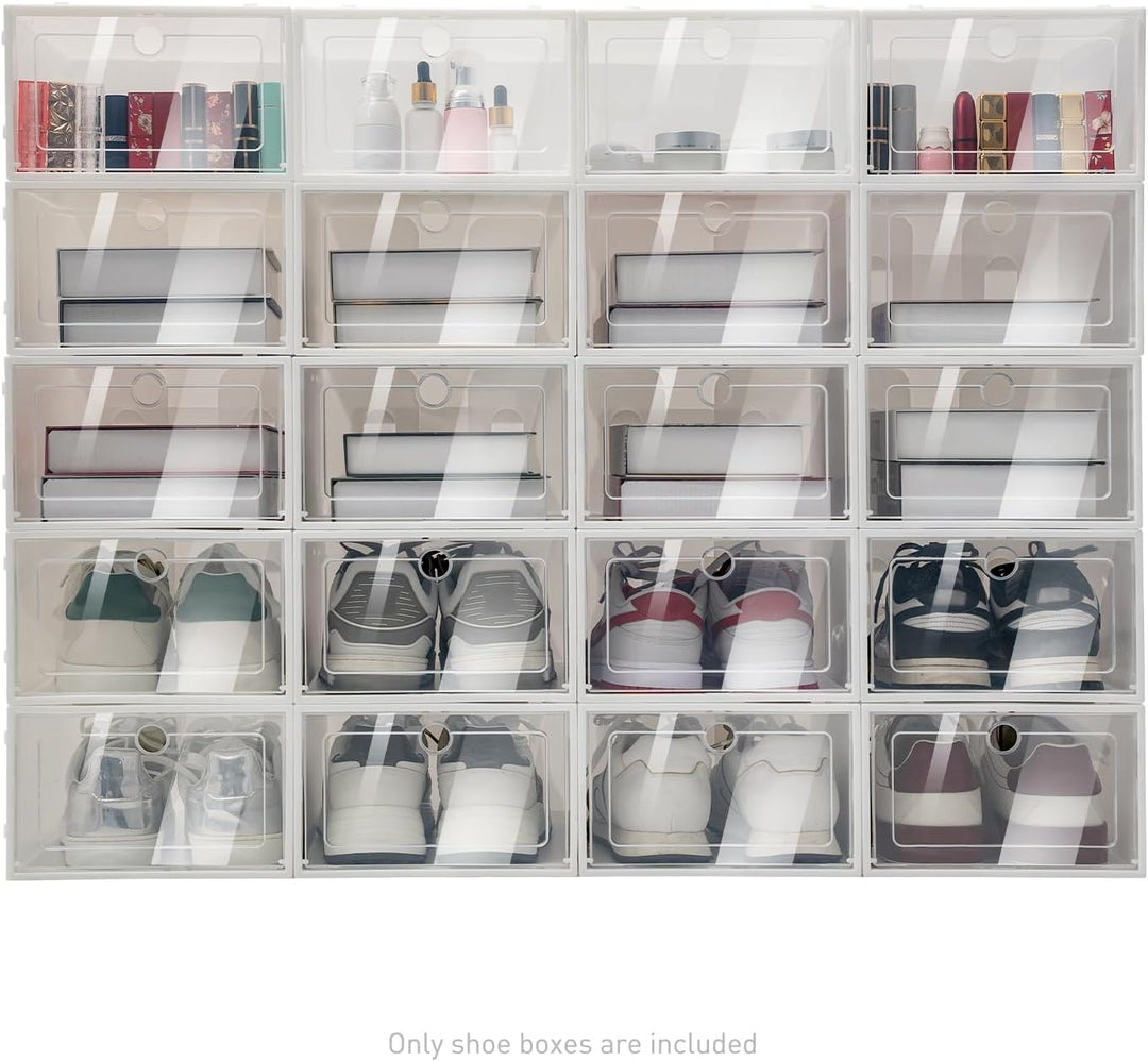 Schuhboxen Transparent Schuh-Organizer aus Kunststoff Schuhkarton Faltbar Stapelbar Schuhaufbewahrun