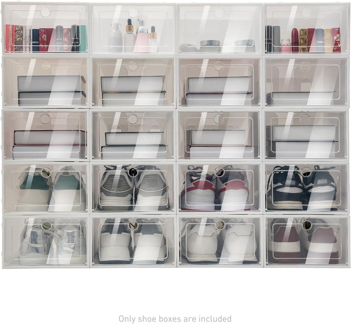 Schuhboxen Transparent Schuh-Organizer aus Kunststoff Schuhkarton Faltbar Stapelbar Schuhaufbewahrun