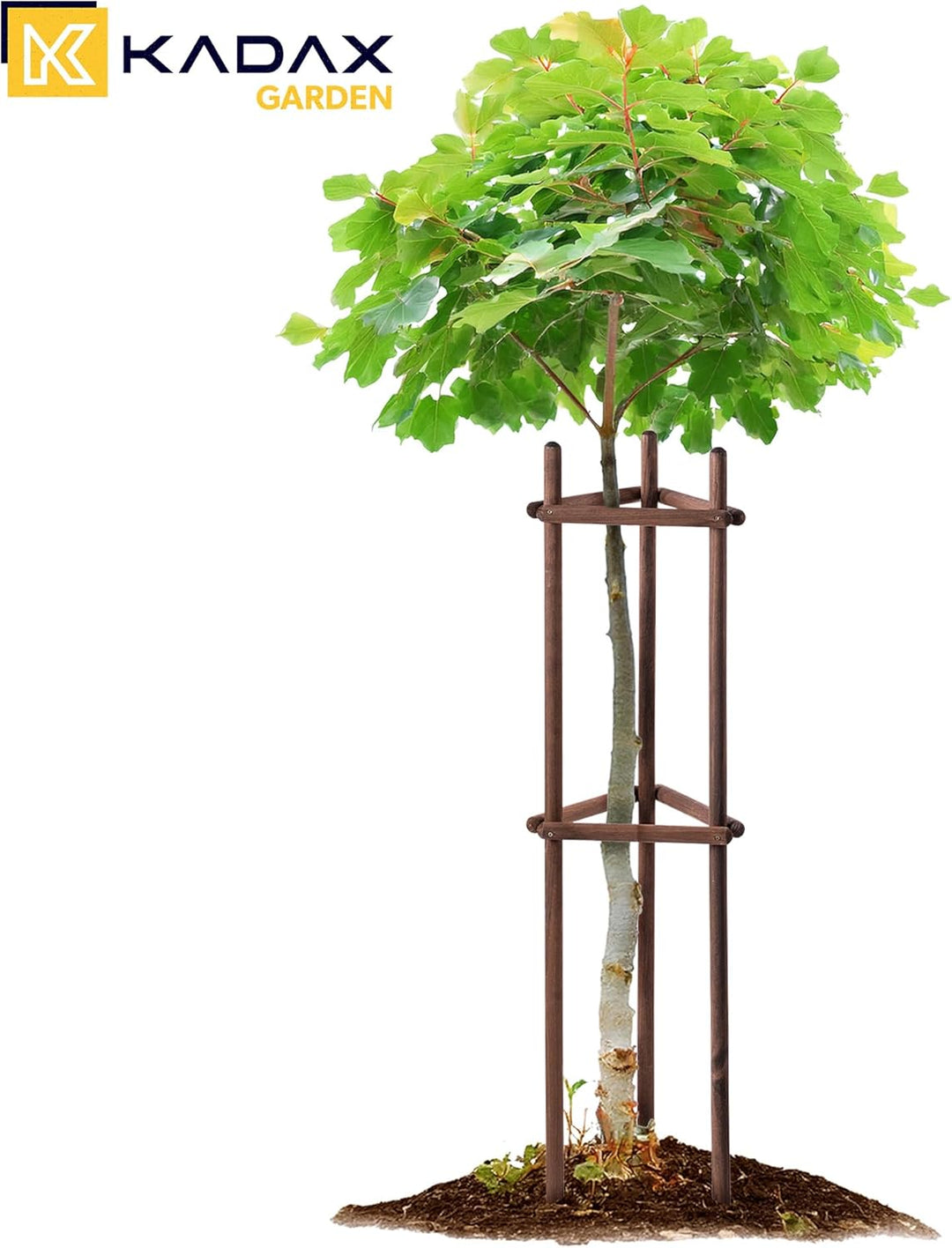 KADAX Baumstütze 130 cm aus robustem Holz, Baumpfahl zur sicheren Fixierung junger Bäume & Sträucher