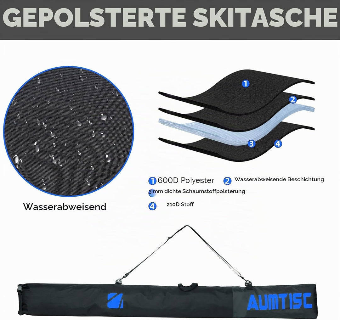 AUMTISC Skitasche und Skischuhtasche Combo - Skitaschen für Flugreisen - gepolsterte Schneeskitasche