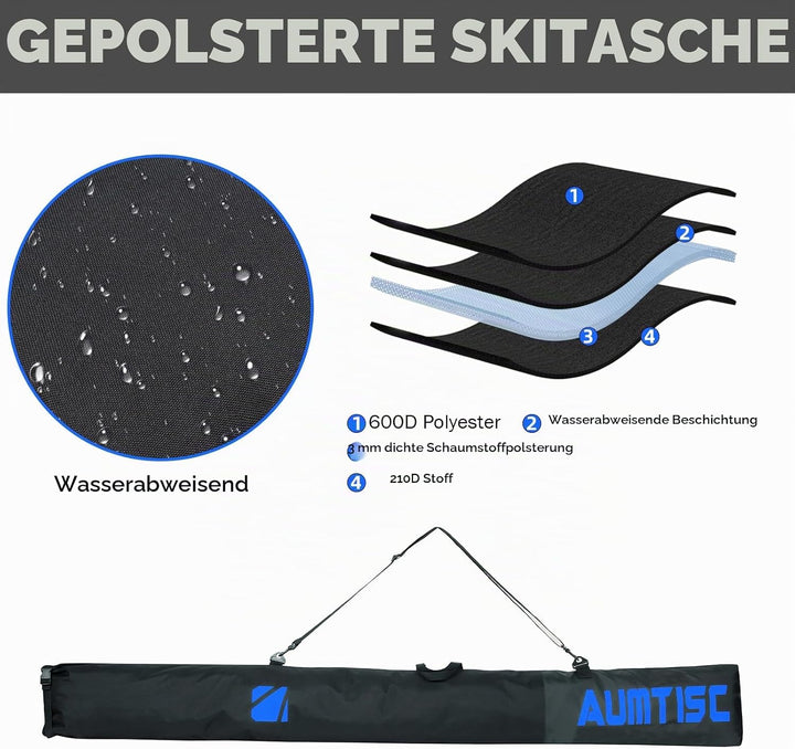 AUMTISC Skitasche und Skischuhtasche Combo - Skitaschen für Flugreisen - gepolsterte Schneeskitasche