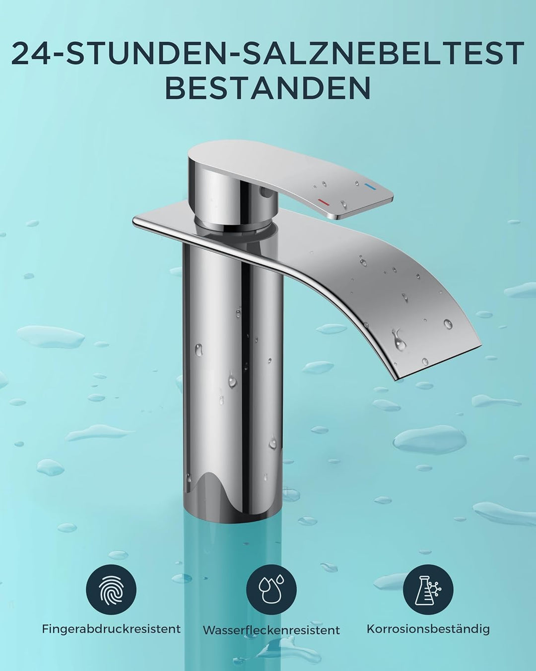 Wasserfall-Badezimmerarmaturen Rund Einlochmontage, mit Auslaufhöhe 110 MM Einhand-Waschtischarmatur