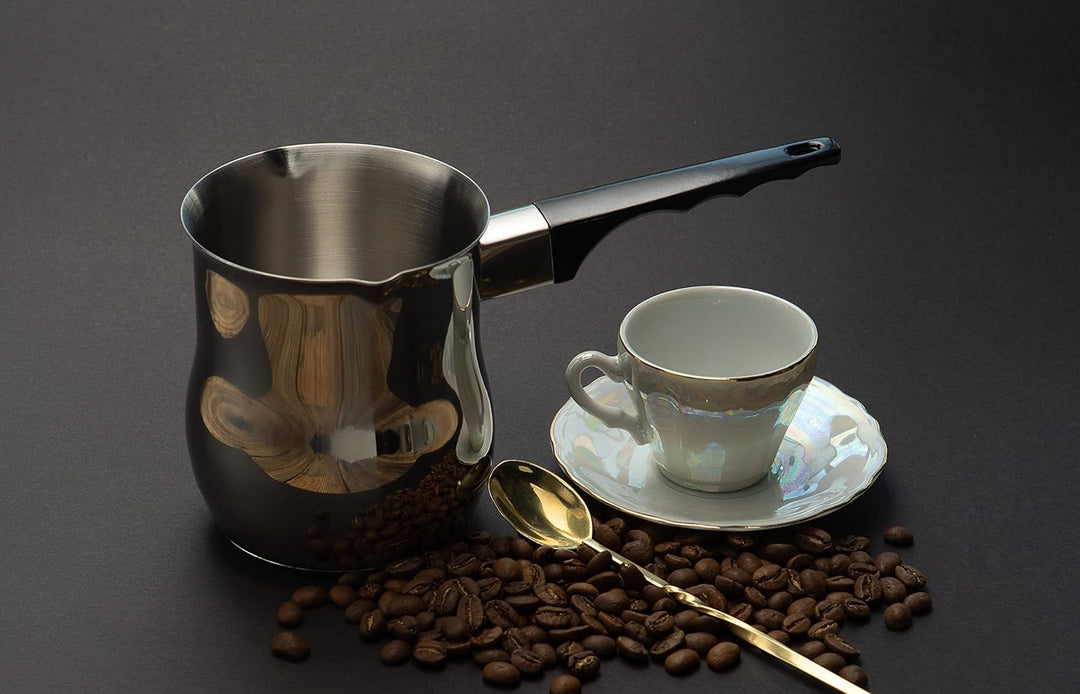Fiesta Plus Türkische Kaffeekanne für Induktion aus Edelstahl 750 ml Jazwa Ibrik Türkische Kaffeekan