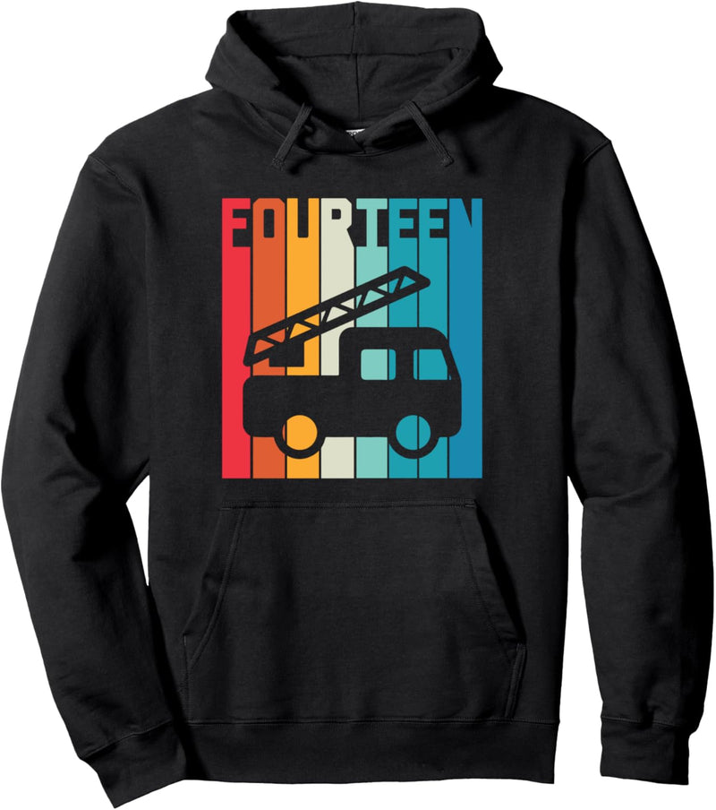 14. Geburtstag Retro Feuerwehr Junge 14 Jahre Feuerwehrauto Pullover Hoodie