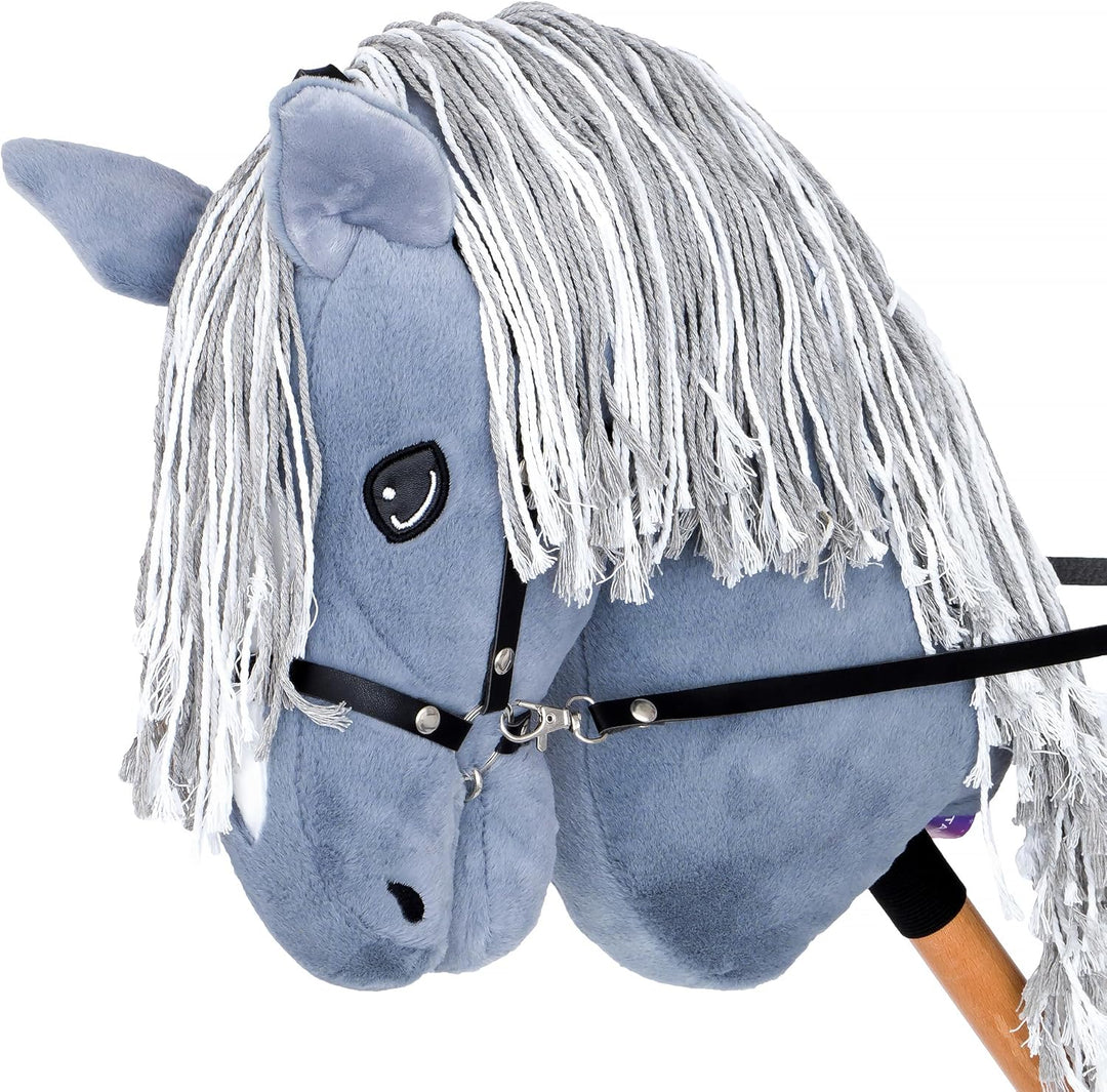 Start Hobby Horse Steckenpferd aus Plüsch mit Holzstock – Realistisches Stockpferd mit Langer Mähne