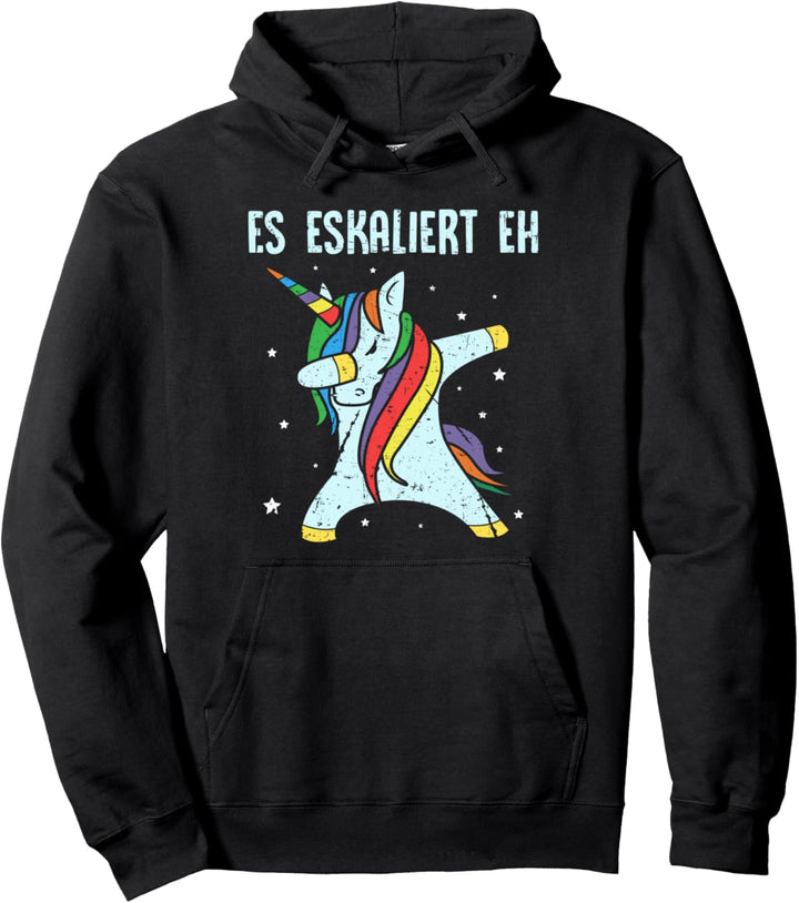 "Es eskaliert eh" Dab Einhorn Dabbing Unicorn Saufen Party Pullover Hoodie