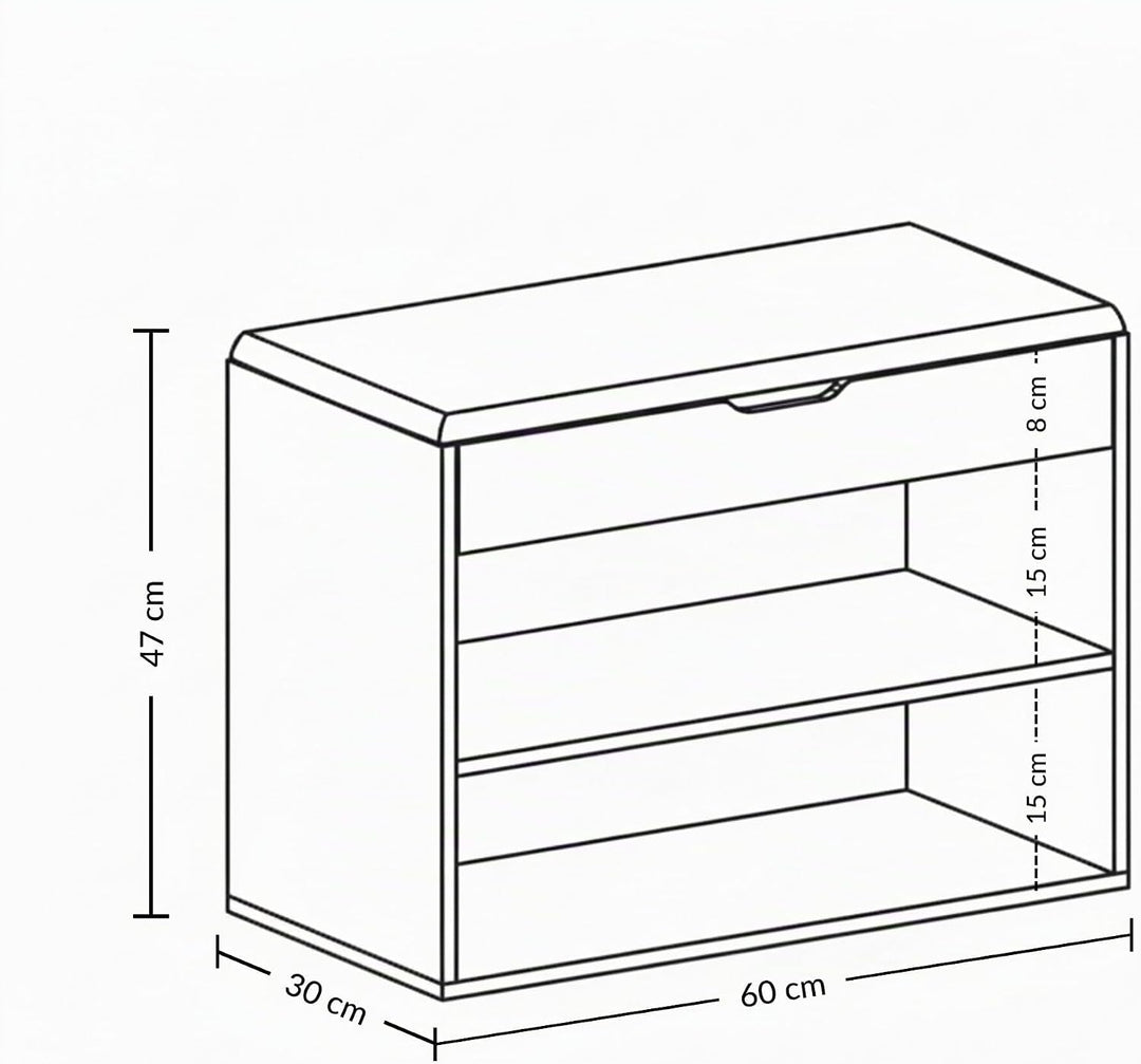 BOXIMO Schuhschrank mit Sitzbank, 60 x 30 x 47 cm, MDF und Polyester Bezug, Flurbank mit Stauraum, S