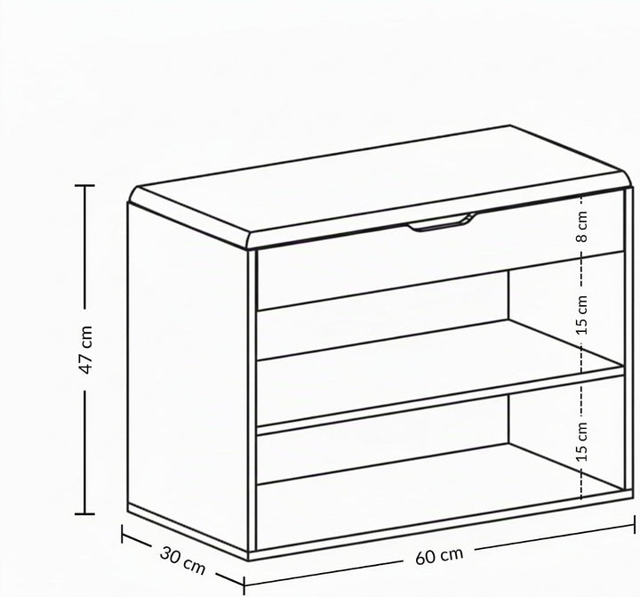 BOXIMO Schuhschrank mit Sitzbank, 60 x 30 x 47 cm, MDF und Polyester Bezug, Flurbank mit Stauraum, S