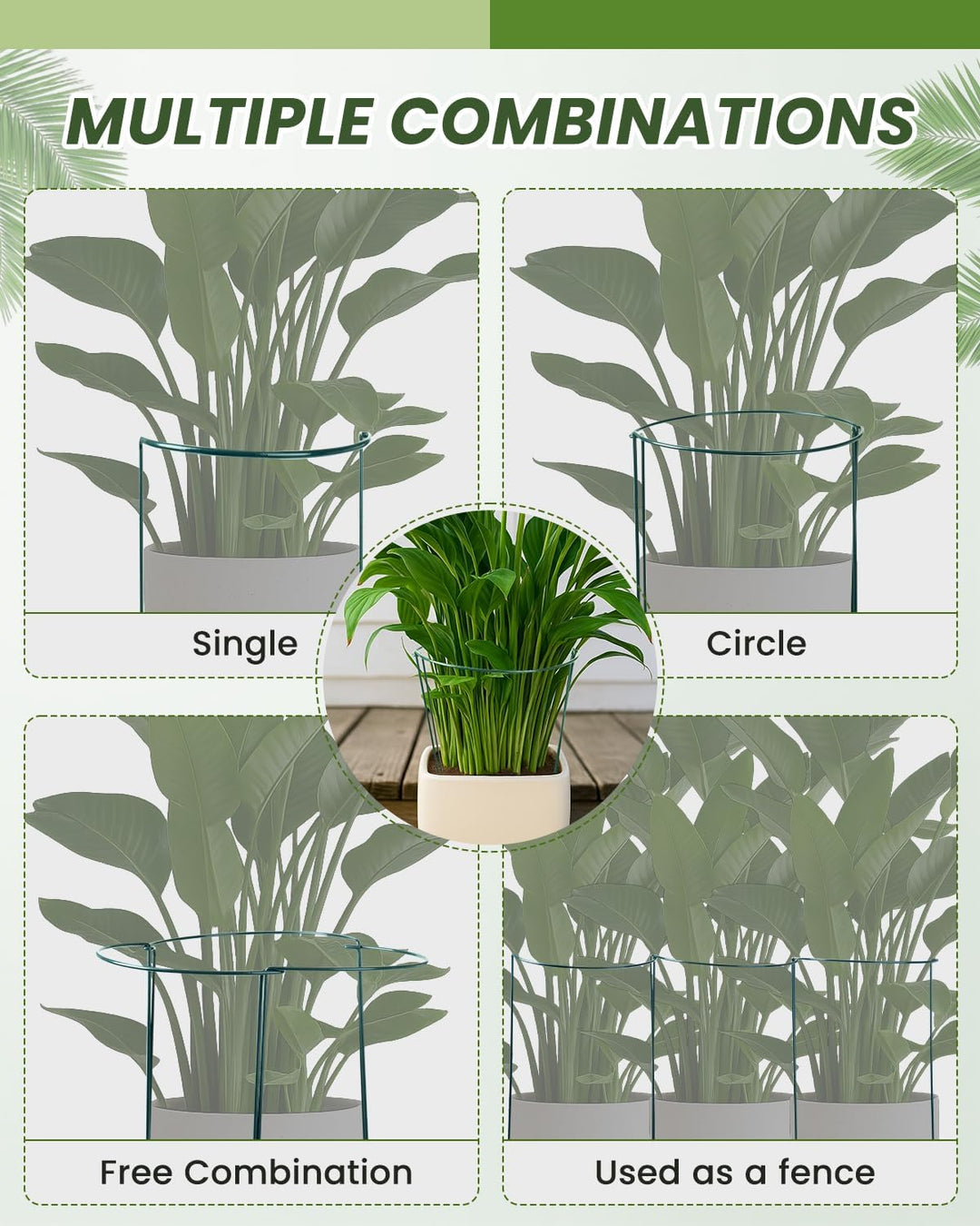 10 Stück Pflanzenstütze Ringkäfige, Garden Sage Metall Halbrund Grüner Pflanzenstützen für Gemüse, T