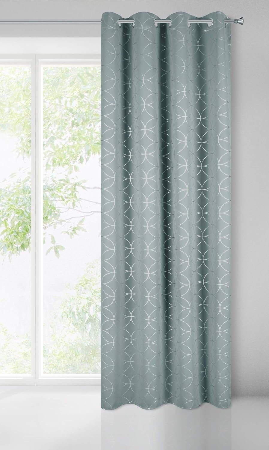 Eurofirany Blackout Lichtdämmend Abdunkelnd Muster Vorhänge 8 Ösen Edel Gardine Elegant Glatt Einfar
