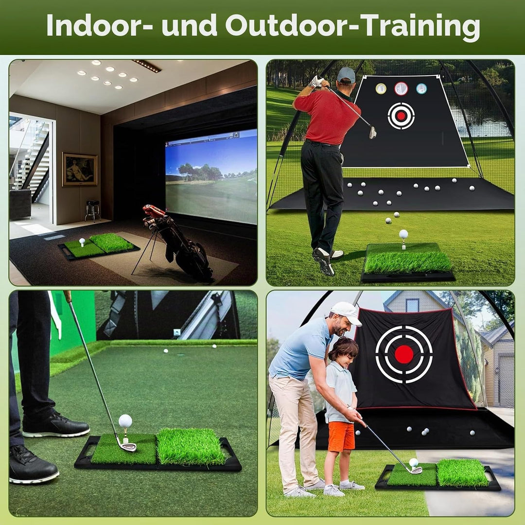 Golf Abschlagmatte 51 x 40 cm,Golf Übungsmatte mit 4 Golfbällen &amp; Zubehör für Zuhause Indoor Outdoor