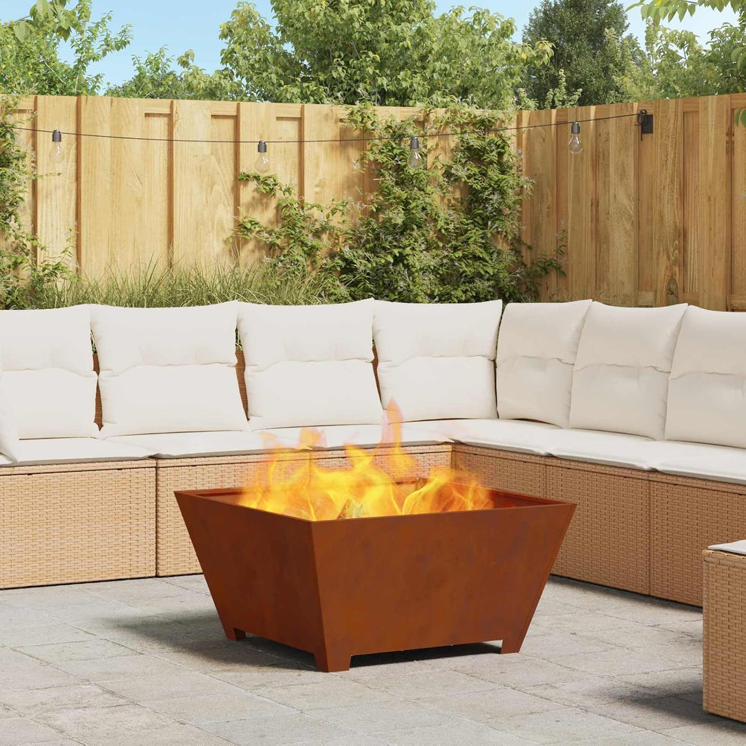vidaXL Feuerstelle Braun 80 x 80 x 40 cm Wetterfeststahl, Feuerschale für Garten und Terrasse, moder