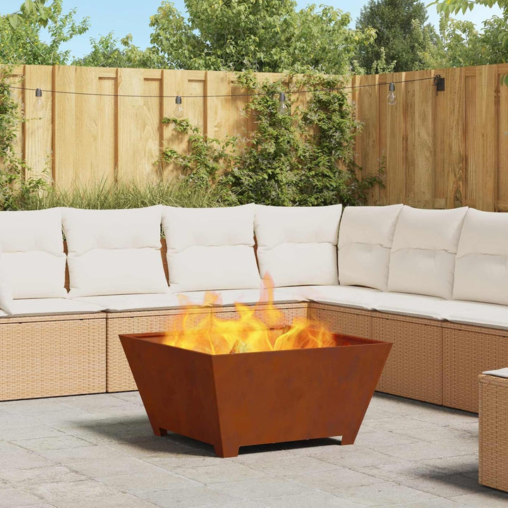 vidaXL Feuerstelle Braun 80 x 80 x 40 cm Wetterfeststahl, Feuerschale für Garten und Terrasse, moder