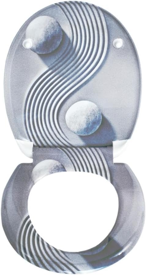 Duroplast WC-Sitz O-Form mit Absenkautomatik, Edelstahlscharnier, One-Touch-Schnellverschluss und ei
