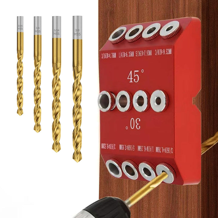Holzdubel Bohrschablone Mobelbau, 3-in-1 Bohrständer Senkrecht Bohren für 30°/45°/90° Mehrwinkelneig