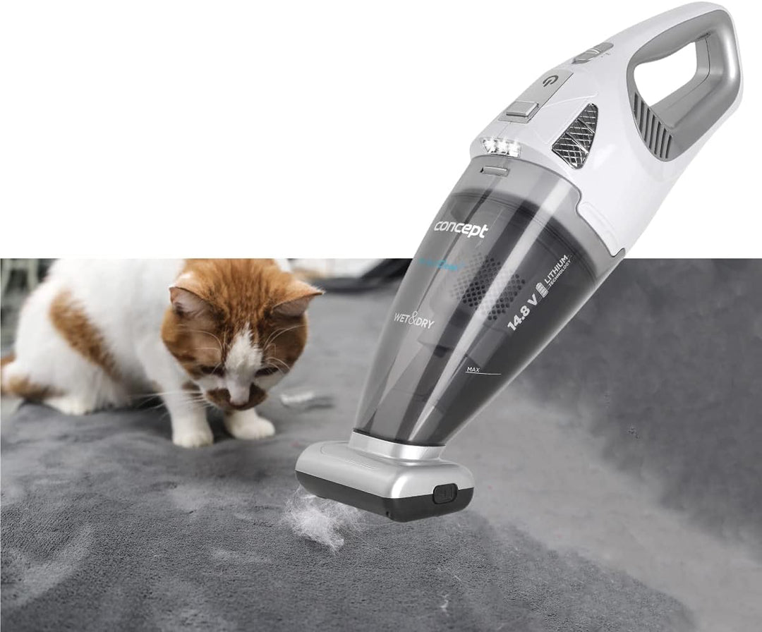 CONCEPT Hausgeräte, Concept Handstaubsauger VP4370 Perfect CLEAN 14,8 V Wet and Dry, Weiss, 0.45 lit