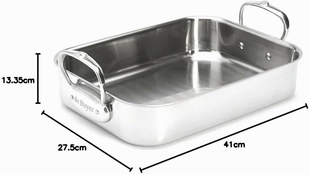 de Buyer - Bräter AFFINITY aus mehrlagigem Edelstahl - 41x27,5x13,35 cm - 3727.35