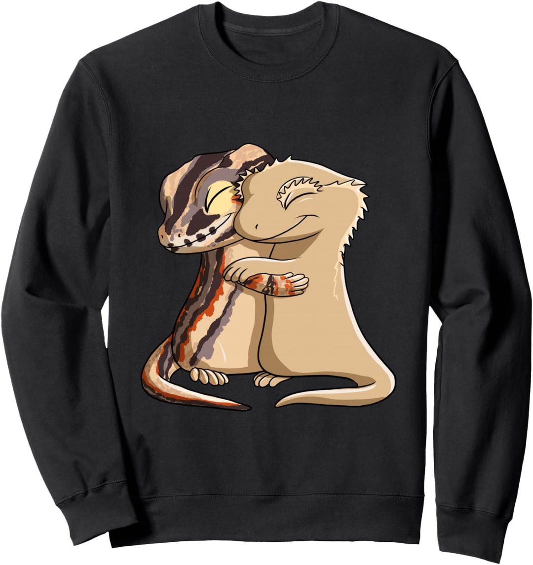 Eidechse Höckerkopfgecko umarmt Kronengecko Sweatshirt