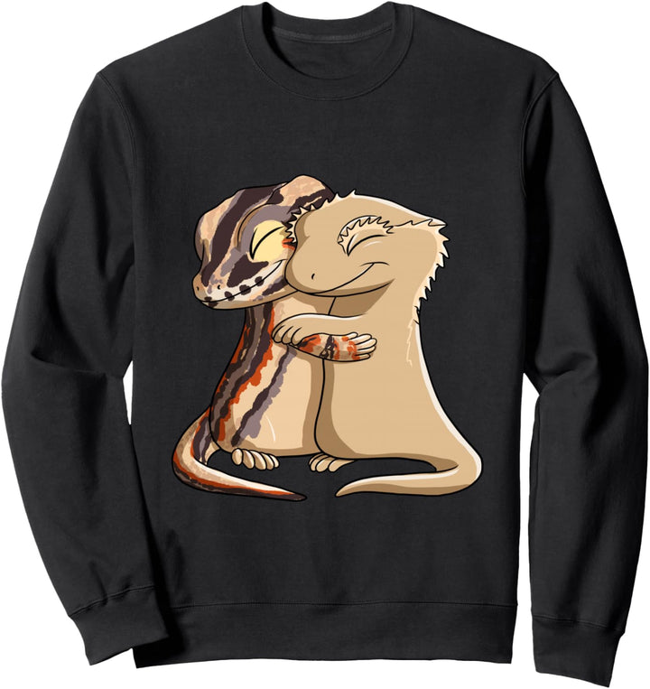 Eidechse Höckerkopfgecko umarmt Kronengecko Sweatshirt