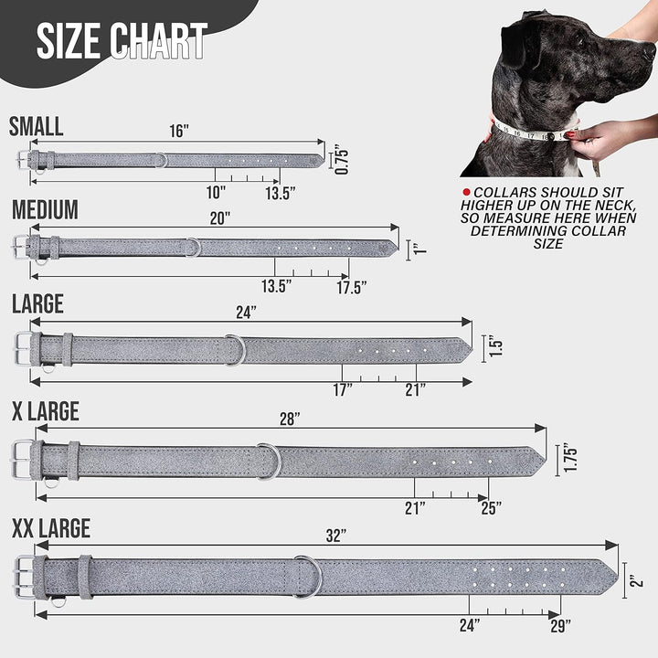 Riparo K-9 Hundehalsband, gepolstert, echtes Leder, verstellbar, strapazierfähig (XL: 4,5CM Breit fü