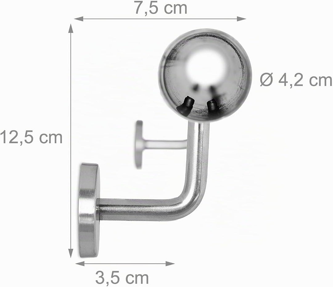 Relaxdays Handlauf, 304er Edelstahl, erweiterbar, innen &amp; aussen, 100 cm, Ø 42 mm, mit Halterung, Tr