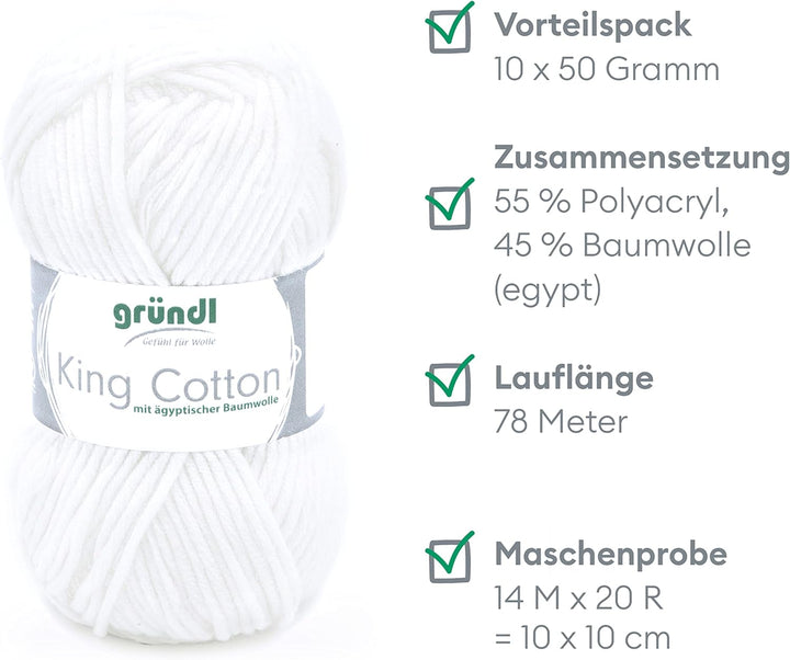 Gründl King Cotton (weiches und voluminöses Strick- und Häkelgarn aus 55 % Polyacryl & 45 % Baumwoll