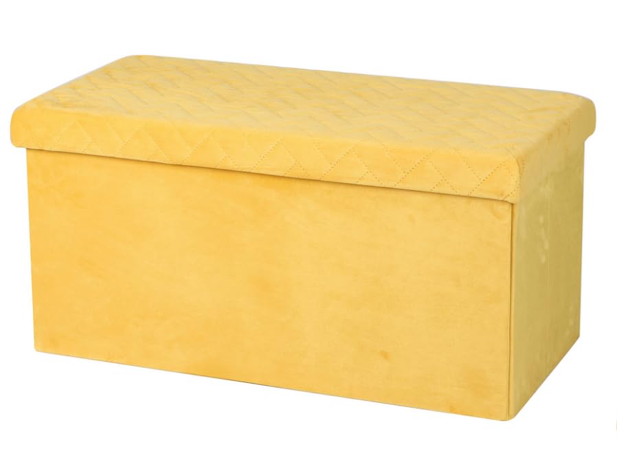 Urban living Kube Velours Sitzbank, faltbar, 76 x 37,5 x 37,5 cm, Gelb, Gelb