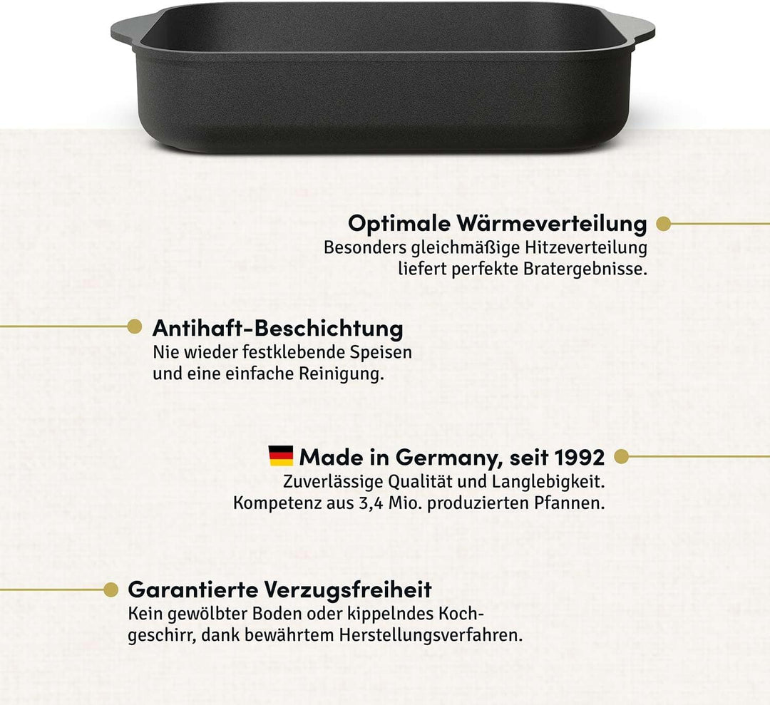 Hoffmann Aluguss Bratreine Auflaufform Induktion I Bräter Rechteckig 32x 24,5 x 6 cm Innenmass I Auf