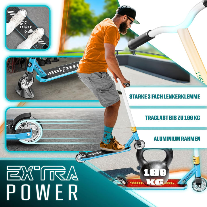 KESSER® Stunt Scooter X-Limit-Pro 360° Lenkung Funscooter Stuntscooter mit Ständer ABEC 9 Kugellager
