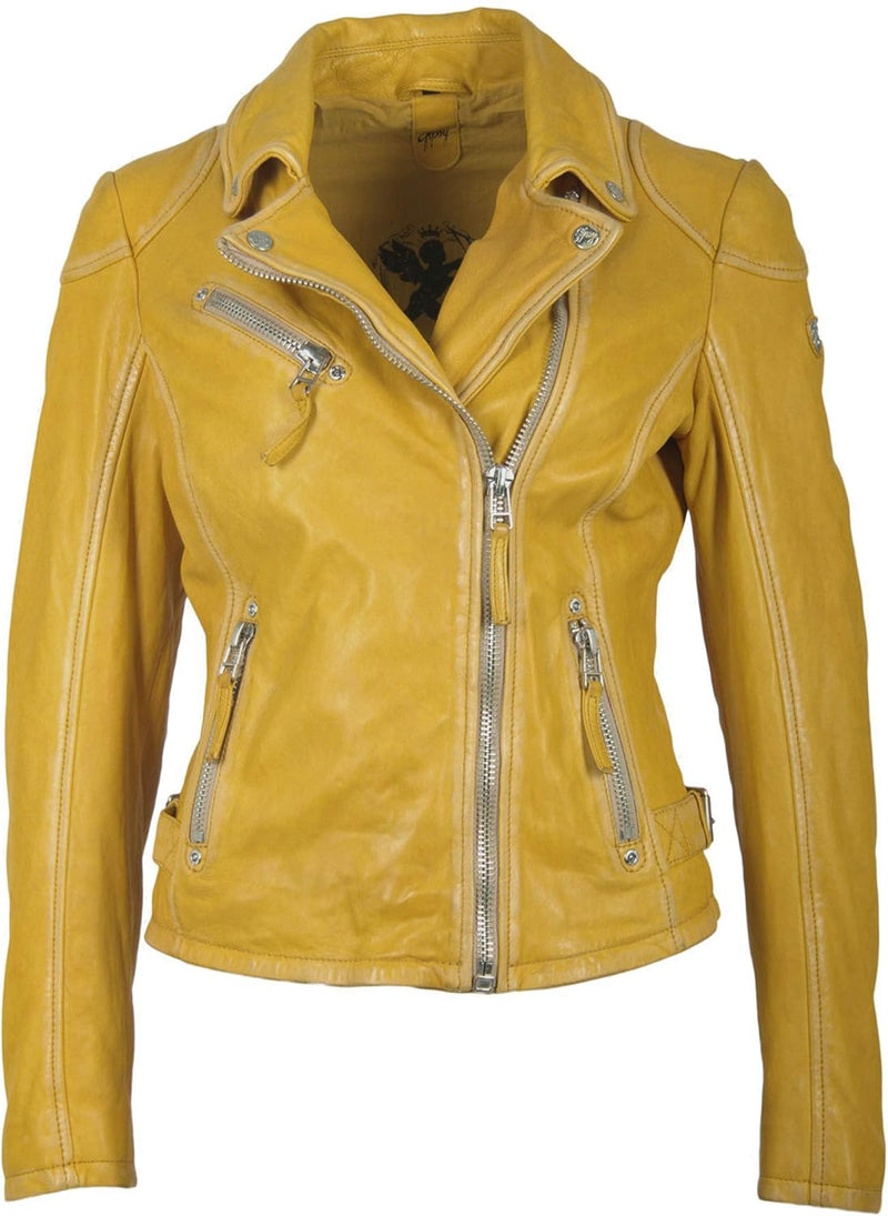 Gipsy Damen Lederjacke PGG LABAGV Reverskragen S Gelb, S Gelb