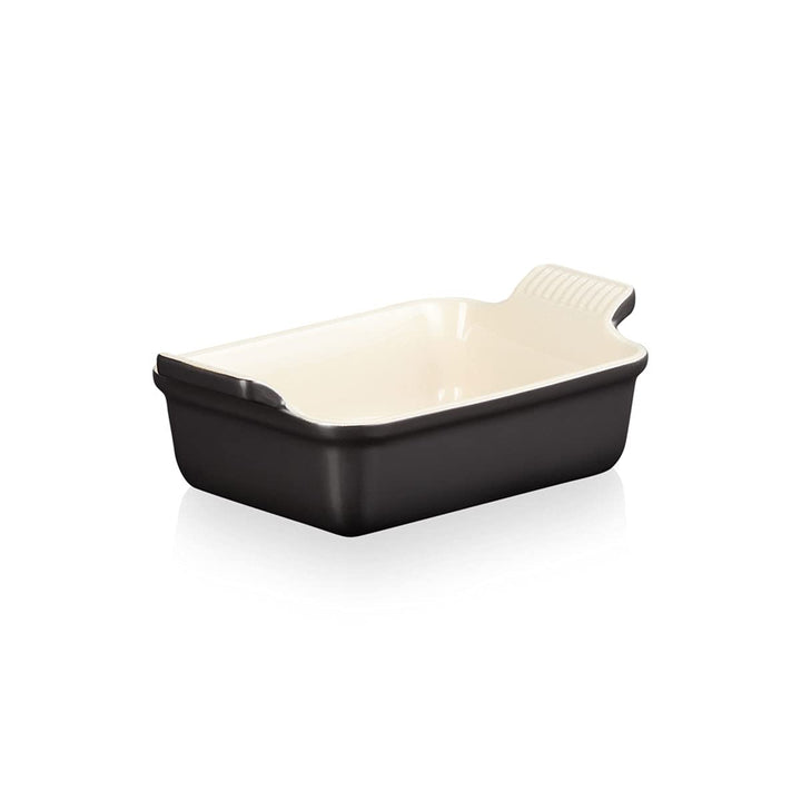 Le Creuset Rechteckige Auflaufform Tradition aus Steinzeug, 19 cm, 1.1 Liter, Schwarz matt, 71102190