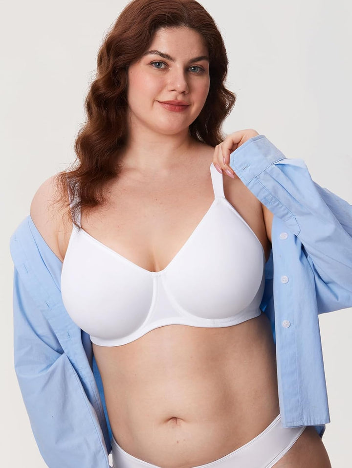DELIMIRA Damen T-Shirt Minimizer BH mit Bügel Grosse Grössen Ohne Gepolstert 75D Weiss, 75D Weiss