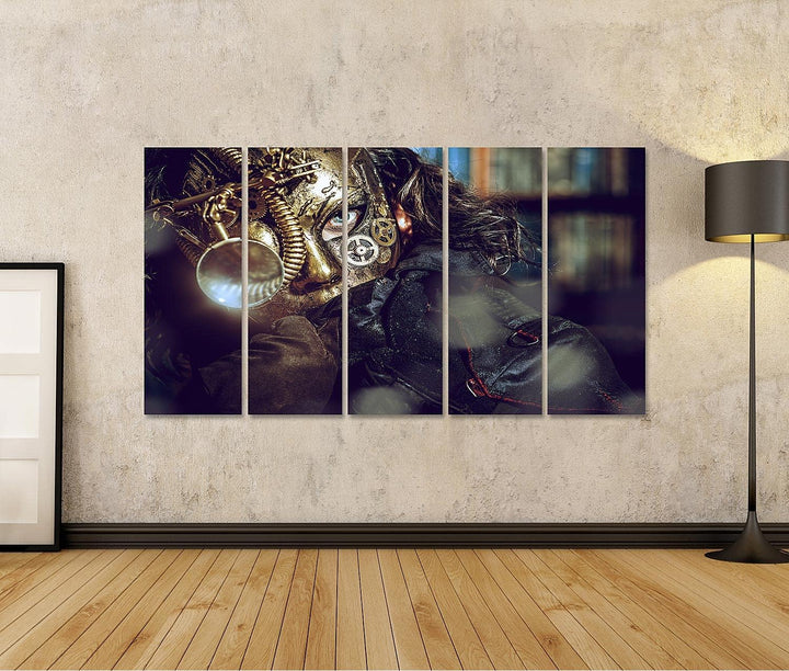 islandburner Bild auf Leinwand Steampunk Mann mit verschiedenen mechanischen Geräten phantasie Bilde
