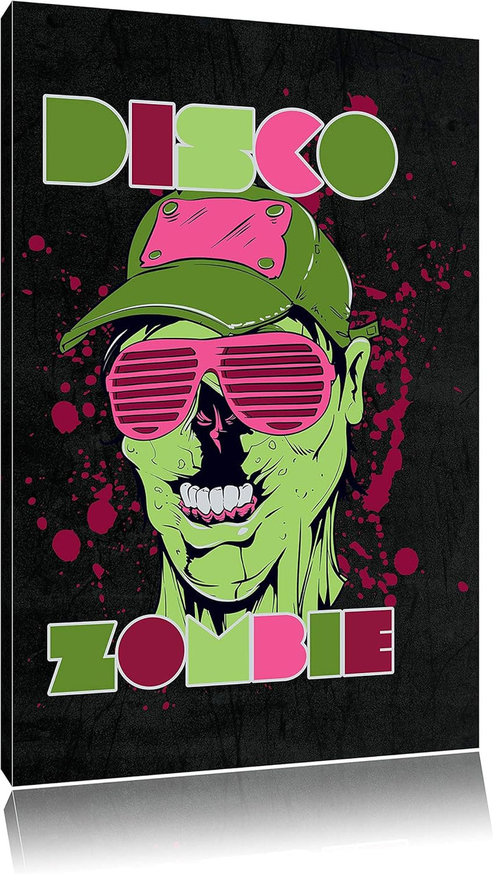 Dark Disco Zombie black Leinwandbild Bild auf Leinwand, XXL riesige Bilder fertig gerahmt mit Keilra