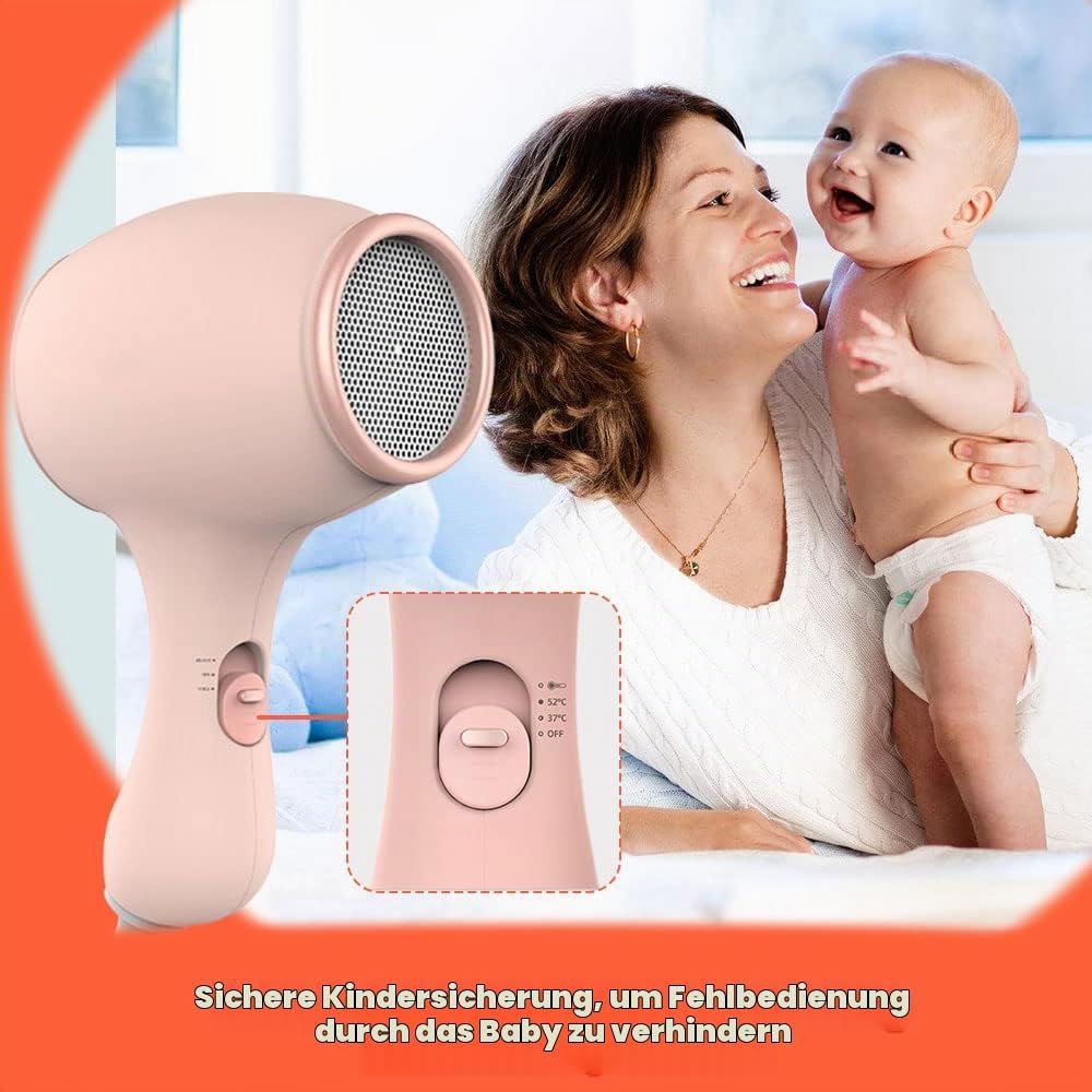 Lotvic Kinderfön, 550W Miniföhn für Mädchen, Föhn für Kinder, Kinder Föhn mit 3 Temperatur, Reiseföh