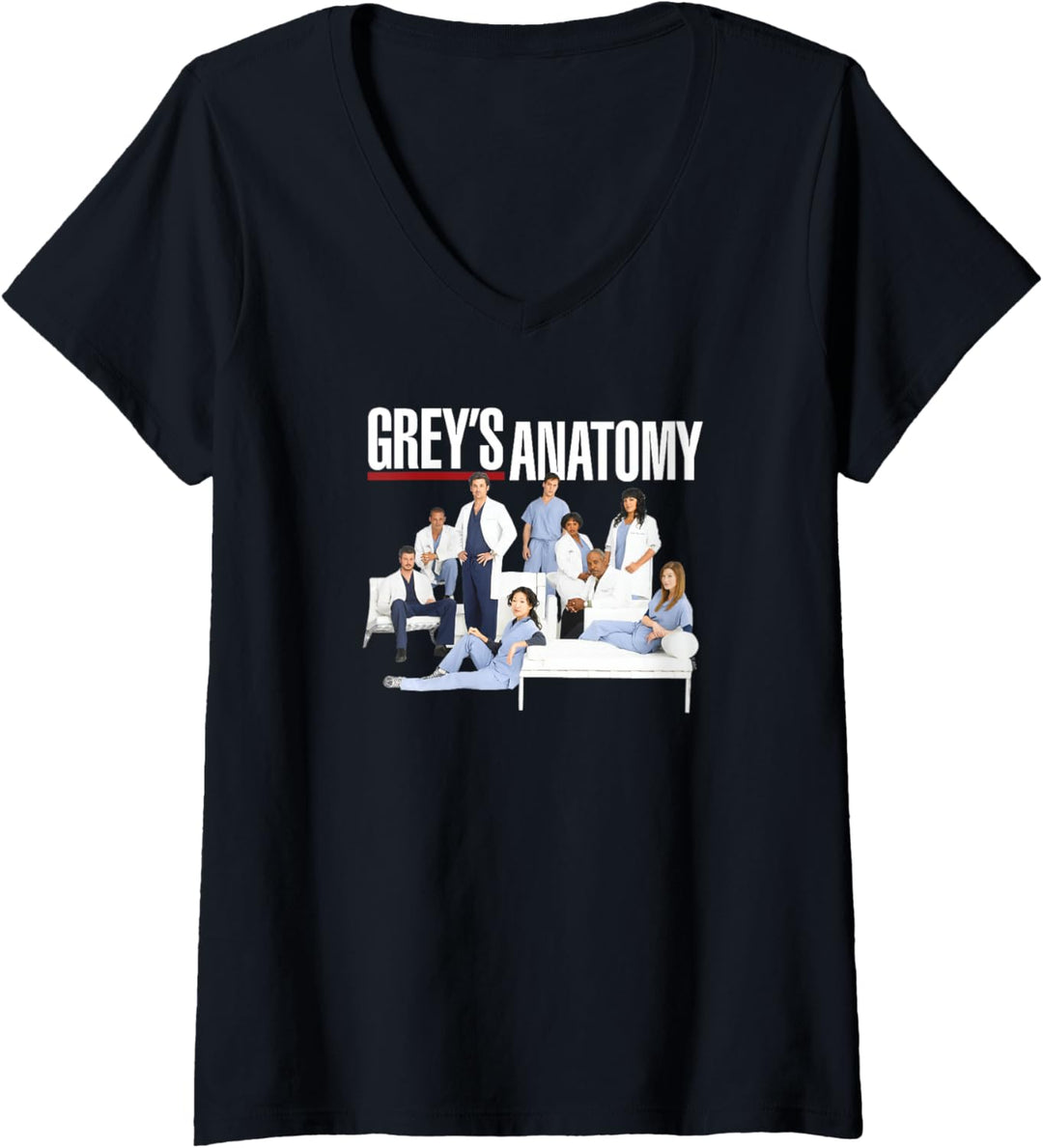 Grey's Anatomy Gruppe mit Logo T-Shirt mit V-Ausschnitt
