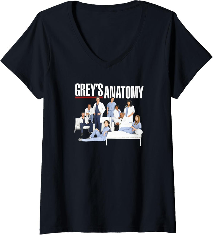 Grey's Anatomy Gruppe mit Logo T-Shirt mit V-Ausschnitt