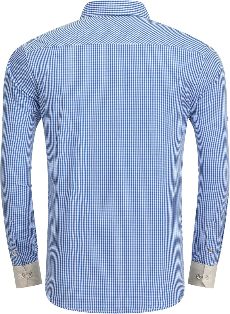 COOFANDY Herren Hemd Langarm Karriert Trachtenhemd Regular Fit Freizeithemd Karohemden Plaid Shirt O