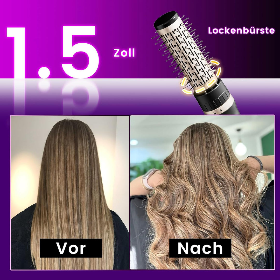 Rotierende Warmluftbürste, 3-in-1 Rundbürstenföhn mit 3 Köpfen zum Trocknen Styling Voluminierend Cu