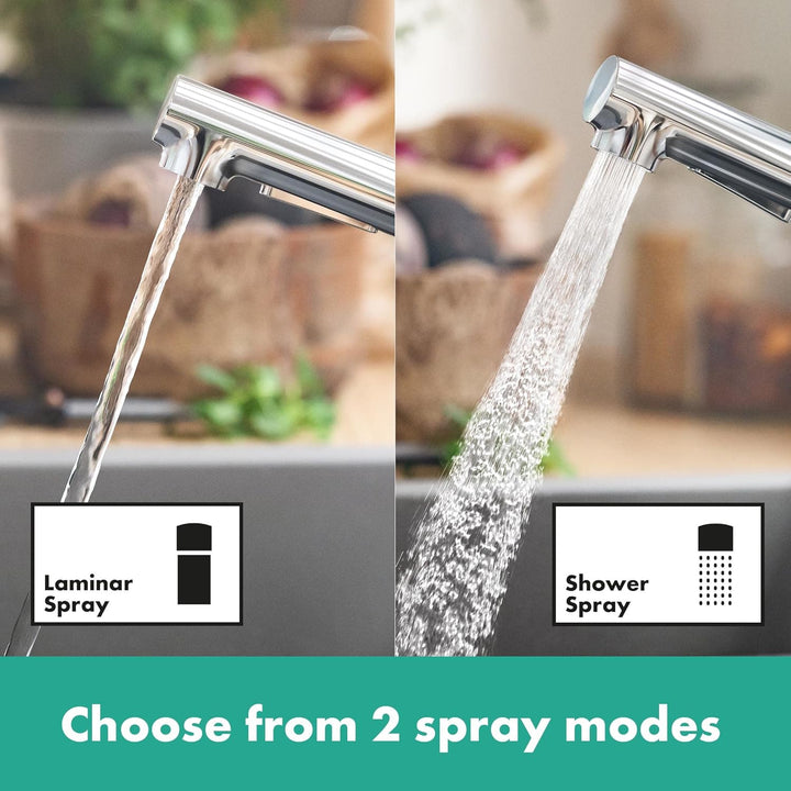 hansgrohe Zesis M33 - Küchenarmatur mit Metall Brause ausziehbar, 2 Strahlarten, Wasserhahn Küche mi