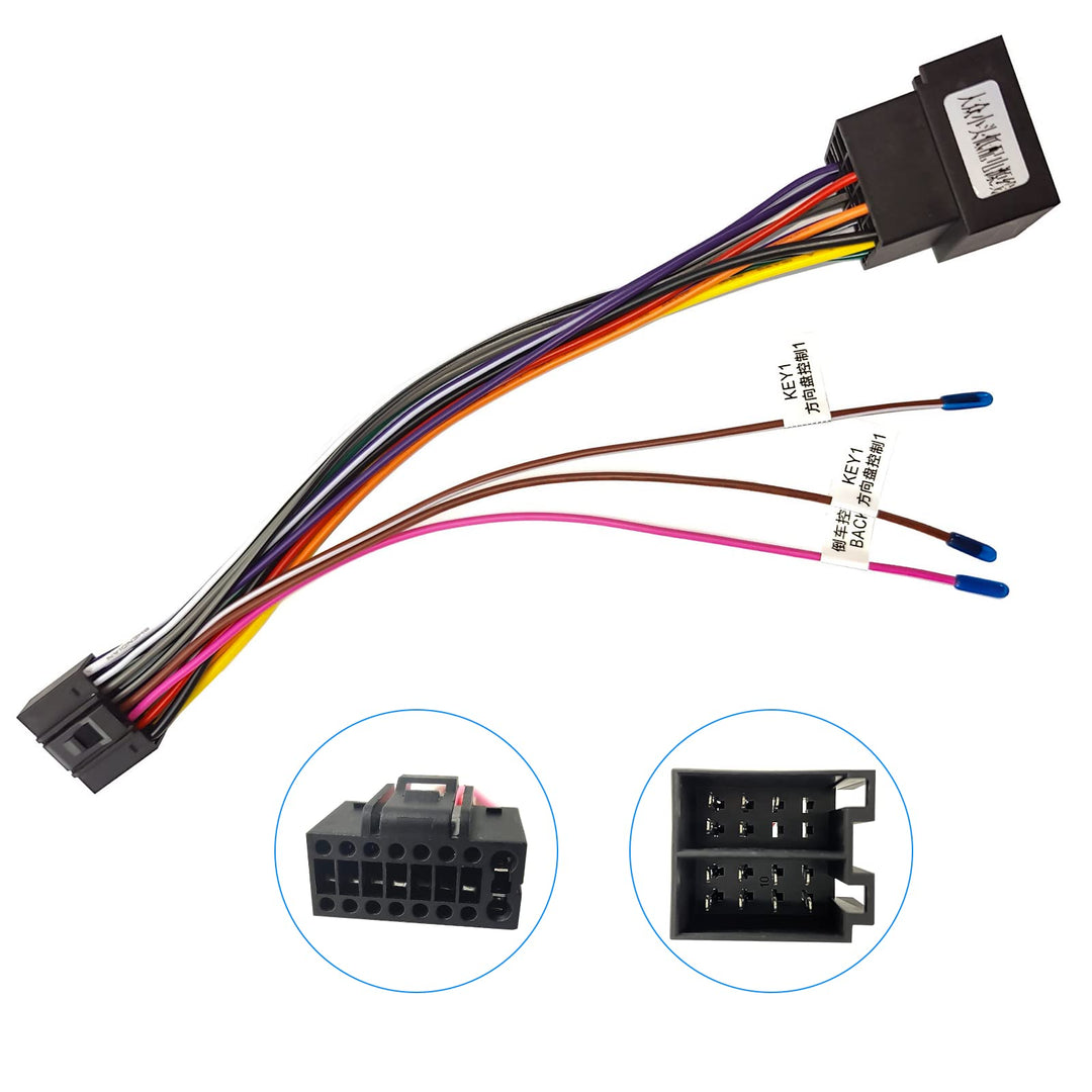 16 Pin Kabelbaum ISO Adapter für Android Autoradio Universal ISO Standard Buchse, Radio Stecker mit